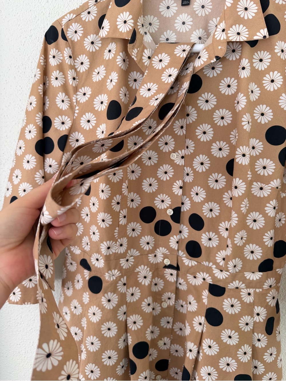Talbots Petite Women’s Shirt Dress | Size 8P | Camel/Black/White | Cotton - Picture 9 of 15